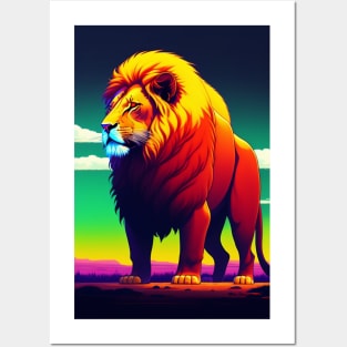 Huge savage lion monster in the space Posters and Art